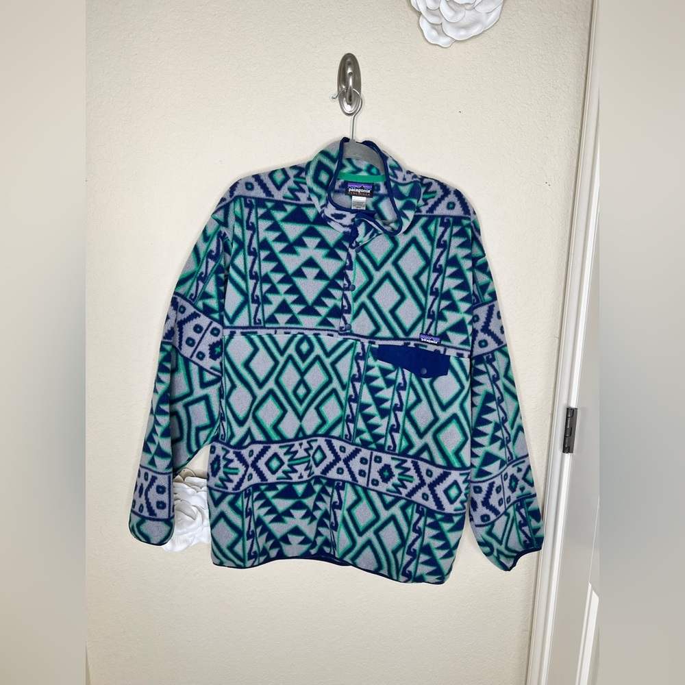 Patagonia Synchilla Snap-T Fleece Pullover Rare Montana Siete Aztec Men’s Large - Picture 3 of 16